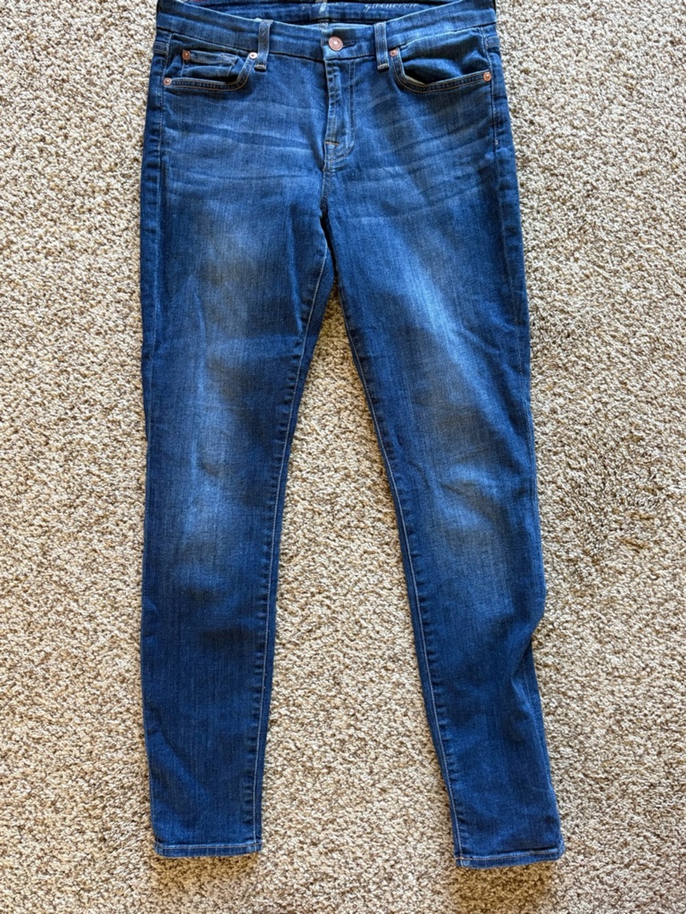 7 For All Mankind Women's Skinny Jeans in Dark Blue Wash